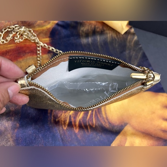 Vitoria Napoli Luxury Italian Designer Leather Mini Bag gold Shoulder Bag - Picture 6 of 6